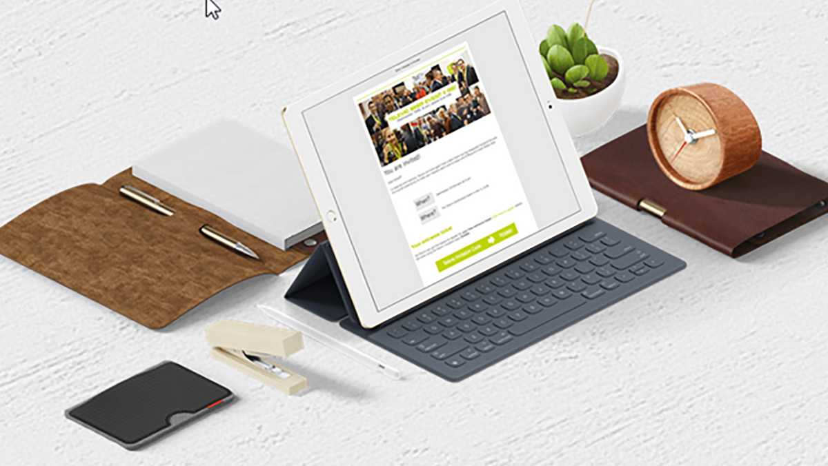 De nieuwsbrief van Televic Conference op laptopscherm De nieuwsbrief van Televic Conference op laptopscherm