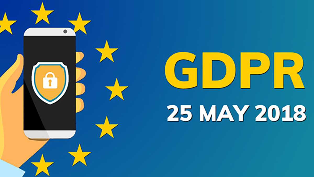 Banner met aankondiging van de nieuwe GDPR wetgeving, 25 mei 2018 Banner met aankondiging van de nieuwe GDPR wetgeving, 25 mei 2018