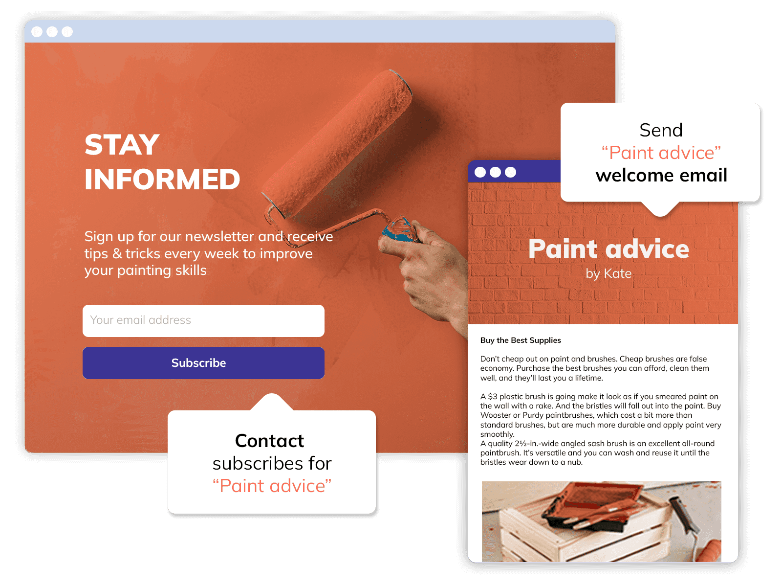 E-mailmarketing software features om nieuwsbrieven te ontwerpen en de interesses van het doelpubliek in kaart te brengen
